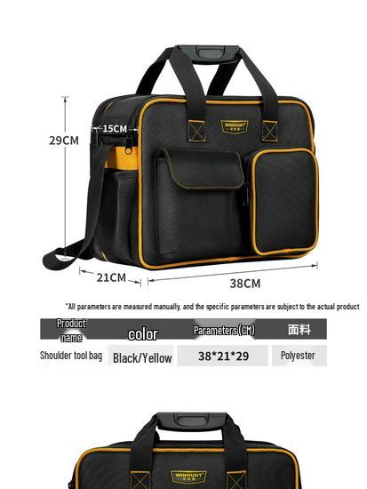 Large Portable Electrician Tool Bag - Thick, Multifunctional Canvas Storage