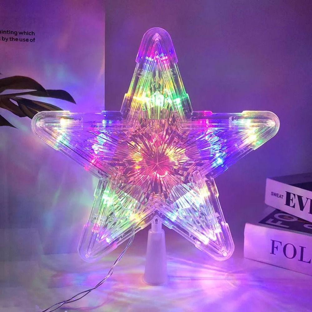 Five-pointed Star LED Lighted Star Glowing Xmas Tree Top Ornaments  Xmas Party