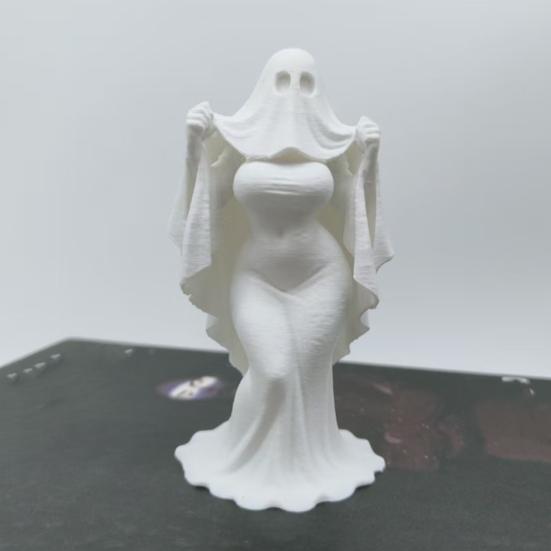 Yangyizhi 3D Printed Halloween Ghost Bride Statue Ornament, Female Figure Sculpture with Stable Base, Decorative Minimalist Spooky Figurine for Modern