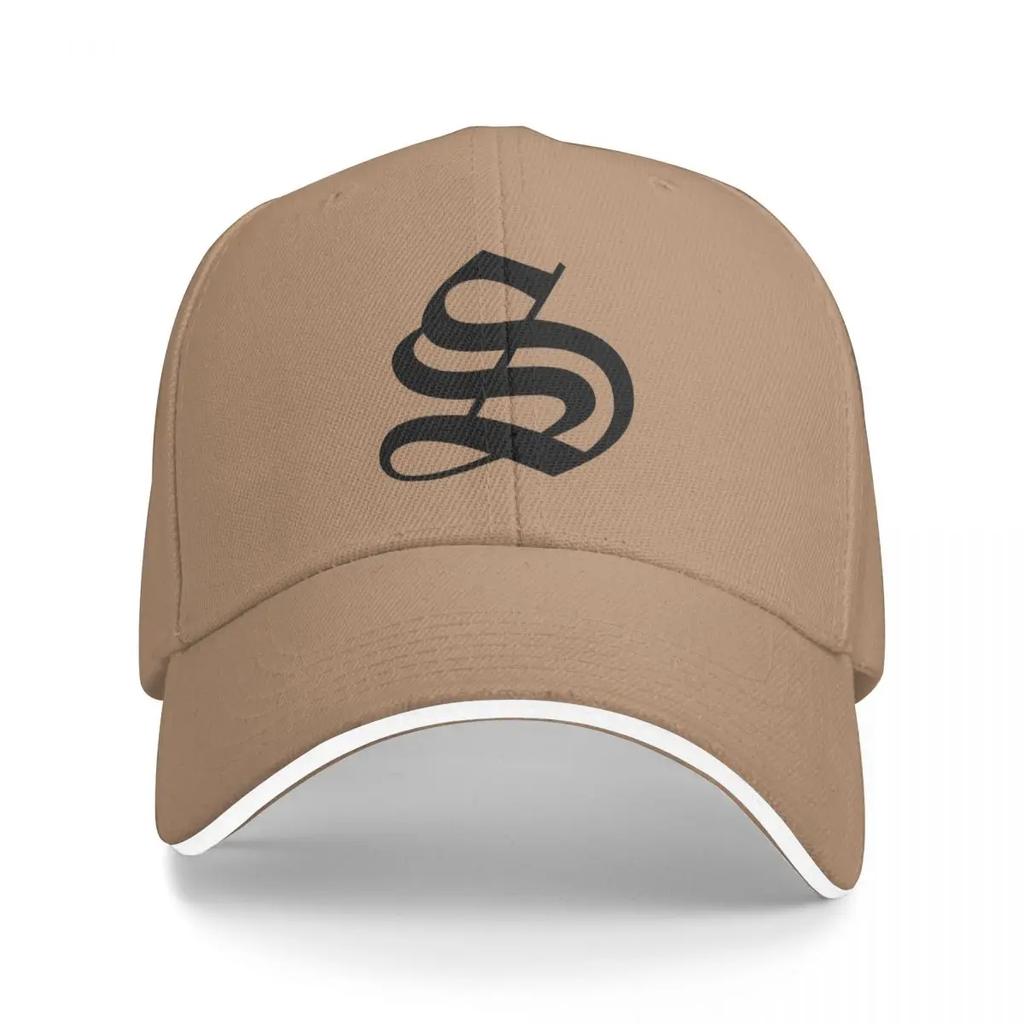 S  Old English Initial Black Letter  Baseball Cap Sun Hat Male  Thermal Visor Hat Beach Ladies Mens
