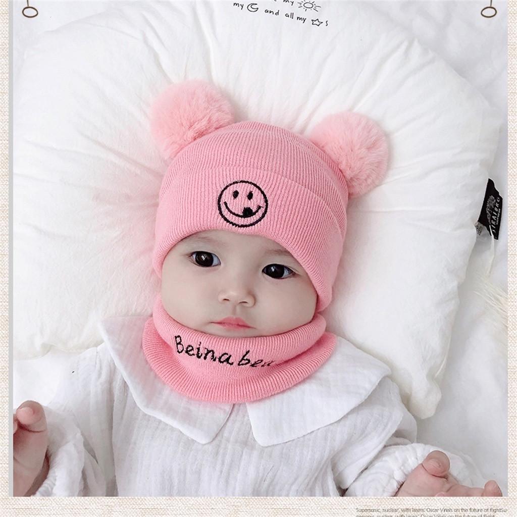 Children's Knit Hat Warm Scarf Wool Hat Two-piece
