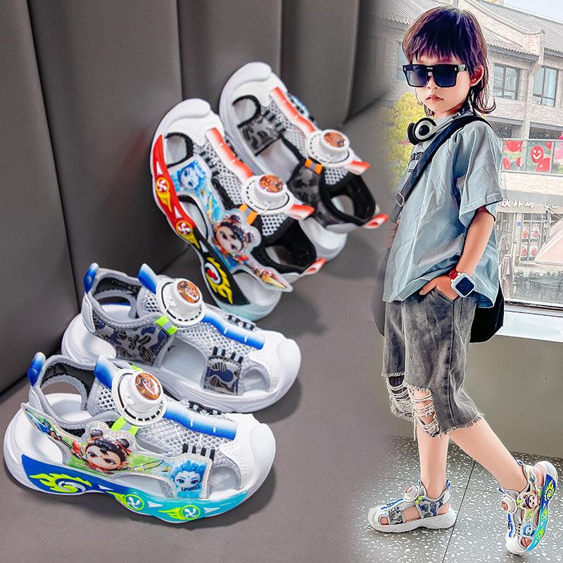 Boys Sandals Children's Sports Beach Shoes 2025 Summer New Cartoon Bag Head Sandals Breathable Hollow Casual Shoes
