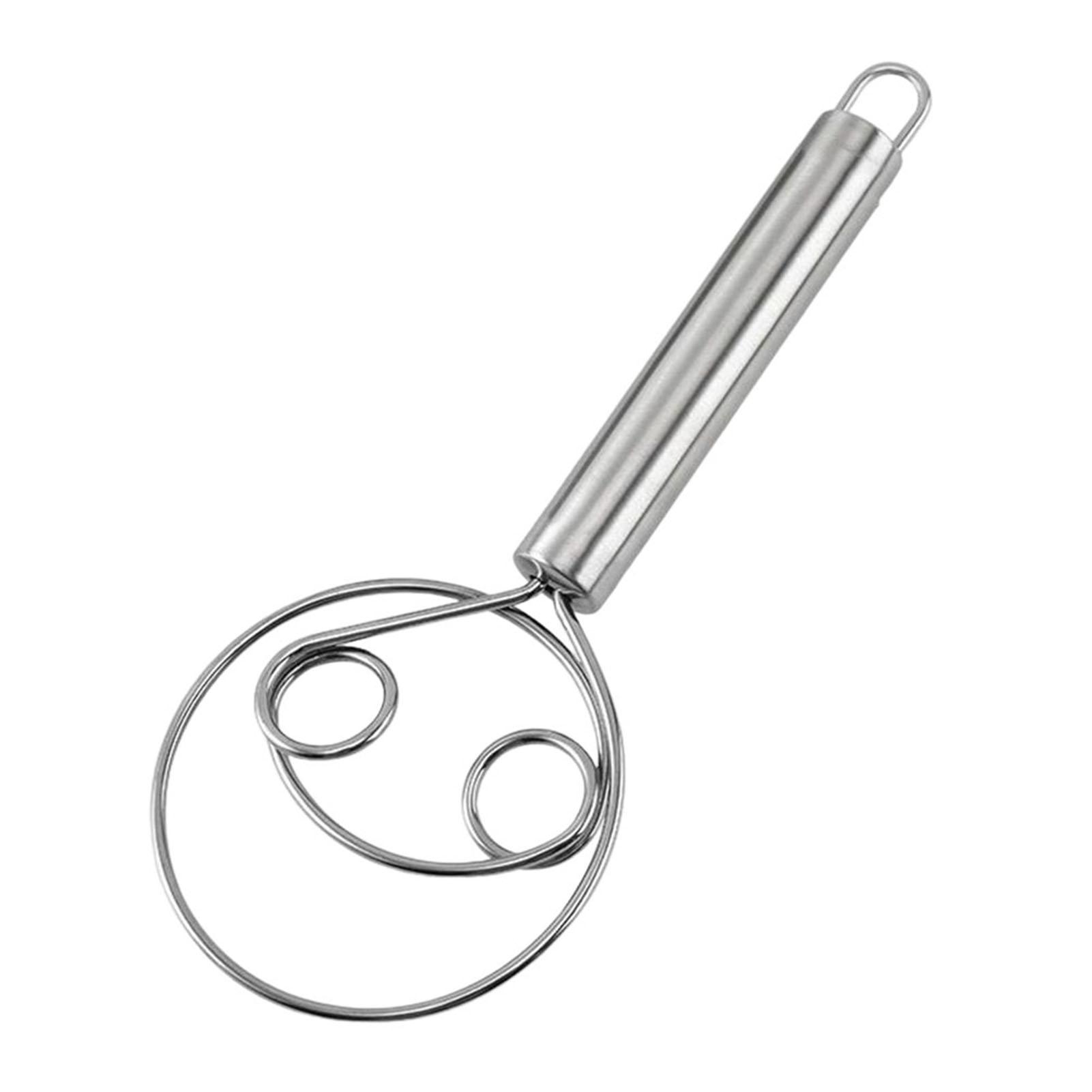 Long Handle Dough Whisk Stainless Steel Dutch Style Bread Dough Hand Mixer Stainless Steel Handle Kitchen Baking Tools