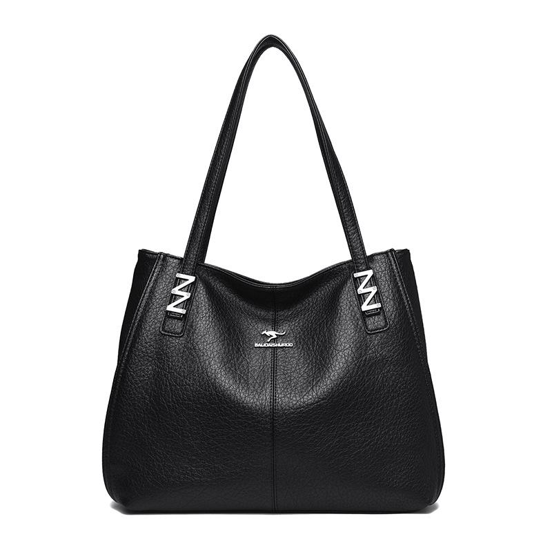 Retro trendy women s shoulder bag, new large-capacity commuter shoulder bag, fashionable mother tote bag. чёрный