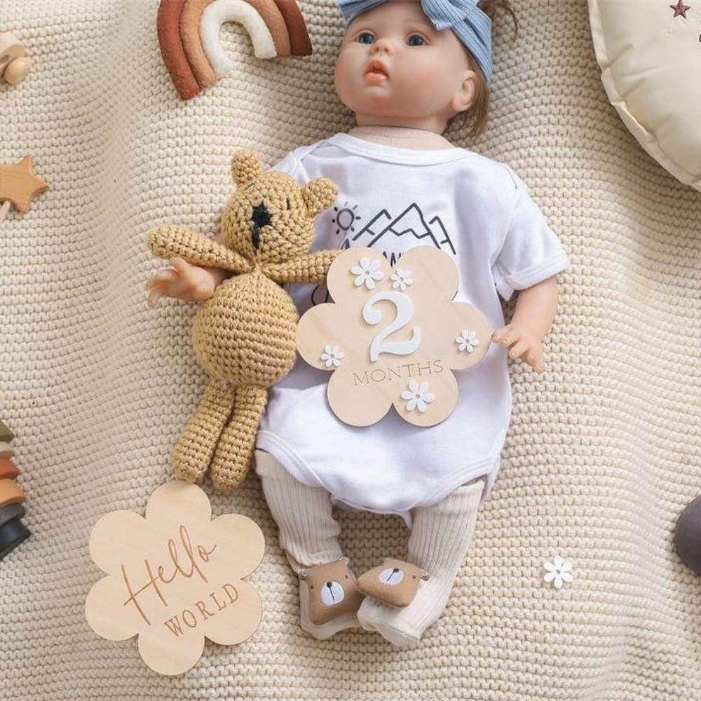 Wooden Newborn Growth Commemorative Card Infant Birth Month Recording Card  Photography Accessories