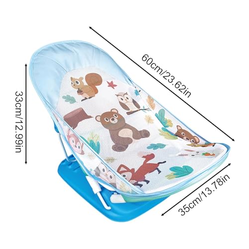 Baby Bath Seat, Foldable Portable Infant Bathtub with Adjustable Recline & Anti-Slip, Newborn to Toddler Bath Chair with Drain Hole
