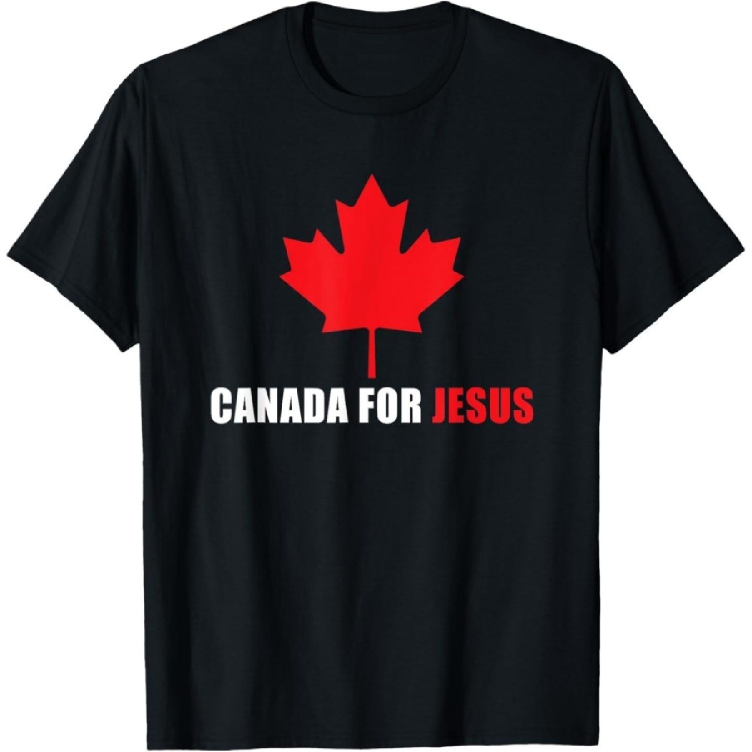 

RUJUNMAN Canada for Jesus – Canadian Flag Cross Revival Graphic Funny T-Shirt XXXXXL різнокольоровий