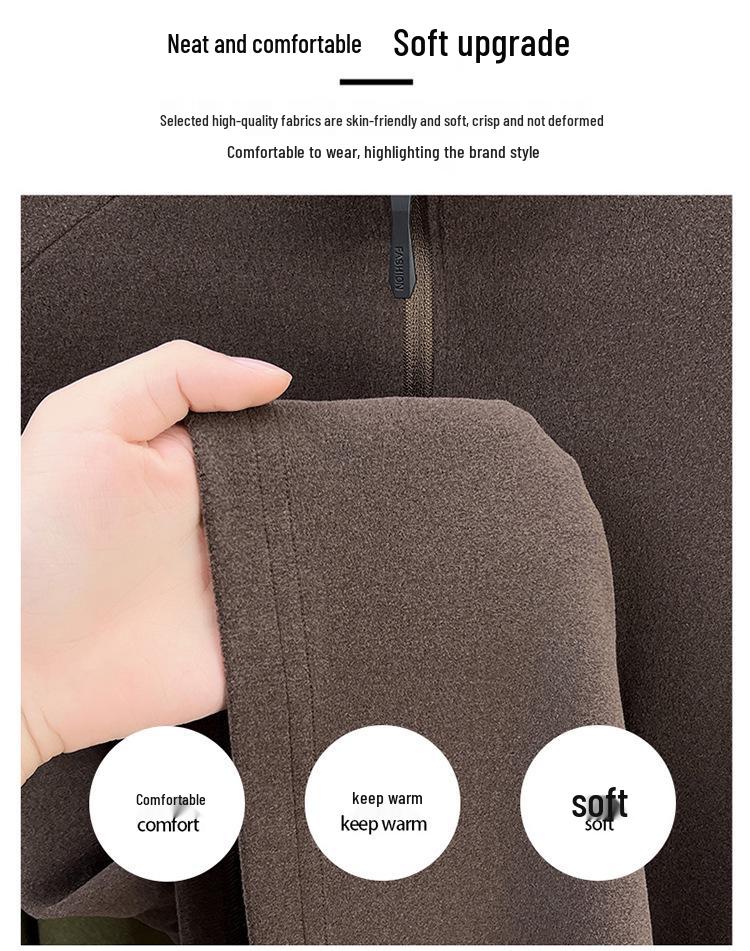 Men's Thick German Velvet Warm Half-Zip Stand Collar Sweatshirt - Solid Color Autumn/Winter