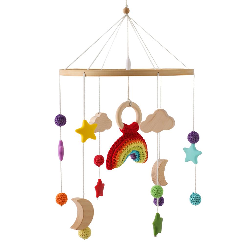 Baby Wooden Bracket Bed Bell 0 6 Months Toy Bracket Accessories Hanging Bracket Soft Mobile On The Bed Baby Room Decoration Crib