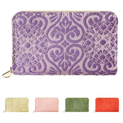 Nishijin-ori Coin Case, Kotobuki (Long-Length) Pouch, Small Wallet, Compact Wallet, Accessory Case, Leather, Japanese Pattern, No Metal Fittings,
