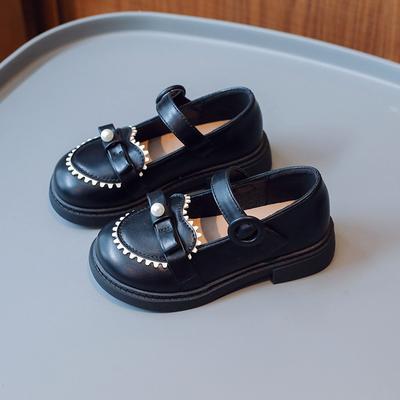 Children Fashion Girls Loafers Love Color Matching Pearls Cute Sweet Princess Party Wedding Shows Shoes 2024 New Kids Shoes PU