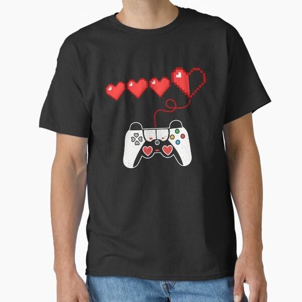 Heart Video Gamer Valentines Day Gaming Love T-Shirt Made in US/AUS Size S-2XL Unisex T-Shirt S