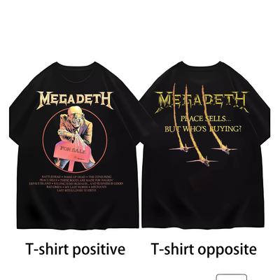 Megadeths Shirts Band Shirts for Men Vintage Heavy Metal Vintage Cotton T Shirt Round Collar Short Sleeve Gift Cloth Streetwear