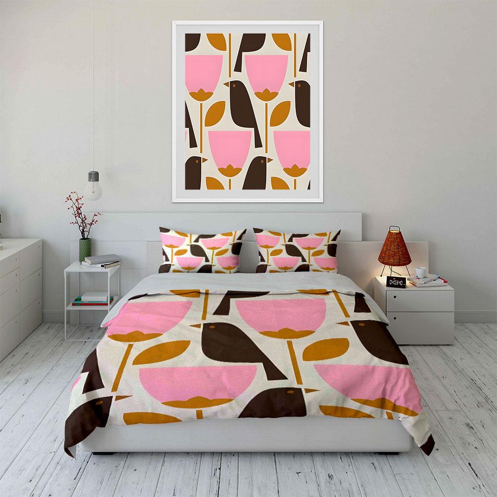 Charming Birds and Blooms. Bedding Sets Duvet Covers Pillowcases(1* Duvet Cover 2* Pillowcases Without Duvet Insert)