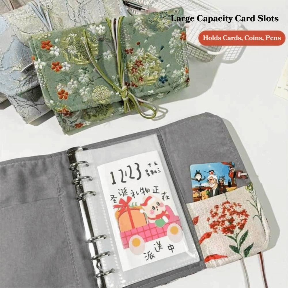 Retro Scrapbook Binder Cloth Cover Loose-leaf Notebook Portable A6 Loose-leaf Diary  for Girls
