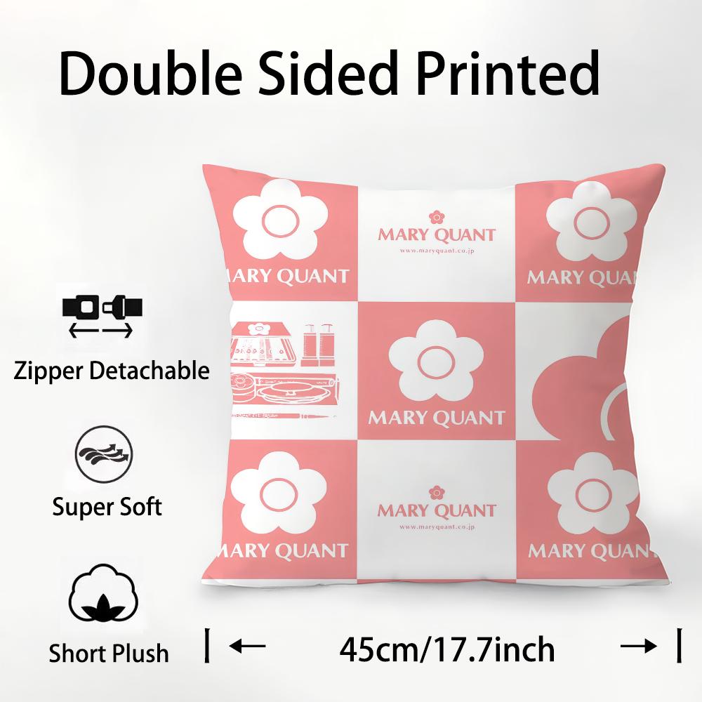 Fashion M-Mary-Q-Quant Pillow Case Plush Fabric Soft Double Sided Print Sofa Cushion Cover Throw Pillow Covers