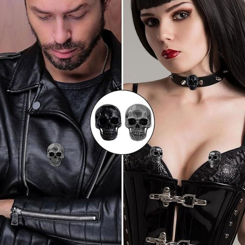 3D Skeleton Pins Metal Skull Rivet Screw Leather Craft Tool Skull Head Button Screws with Drilling Tool For Crafting