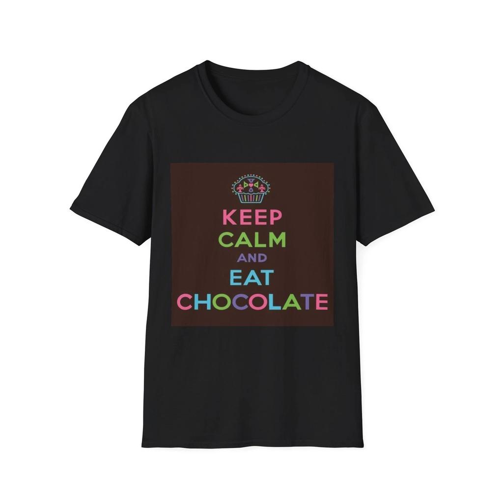 Keep Calm and Eat Chocolate Quote Funny Cool Black T-Shirt Gift Tee