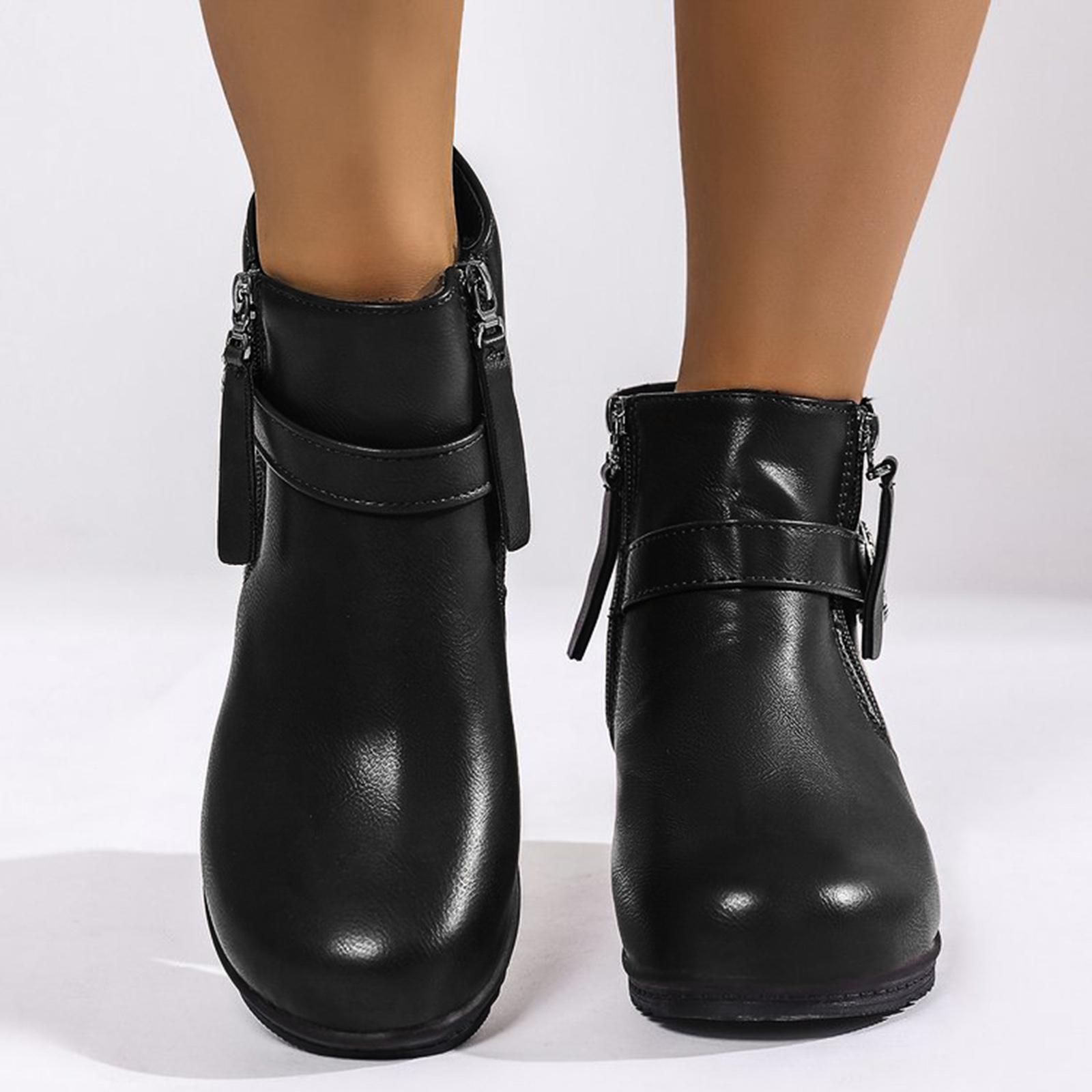 

Mother s Shoes Non Slip Warm And Comfortable Short Boots Middle And Elderly Women s Leather Shoes Lace Boots for Women 37 чёрный