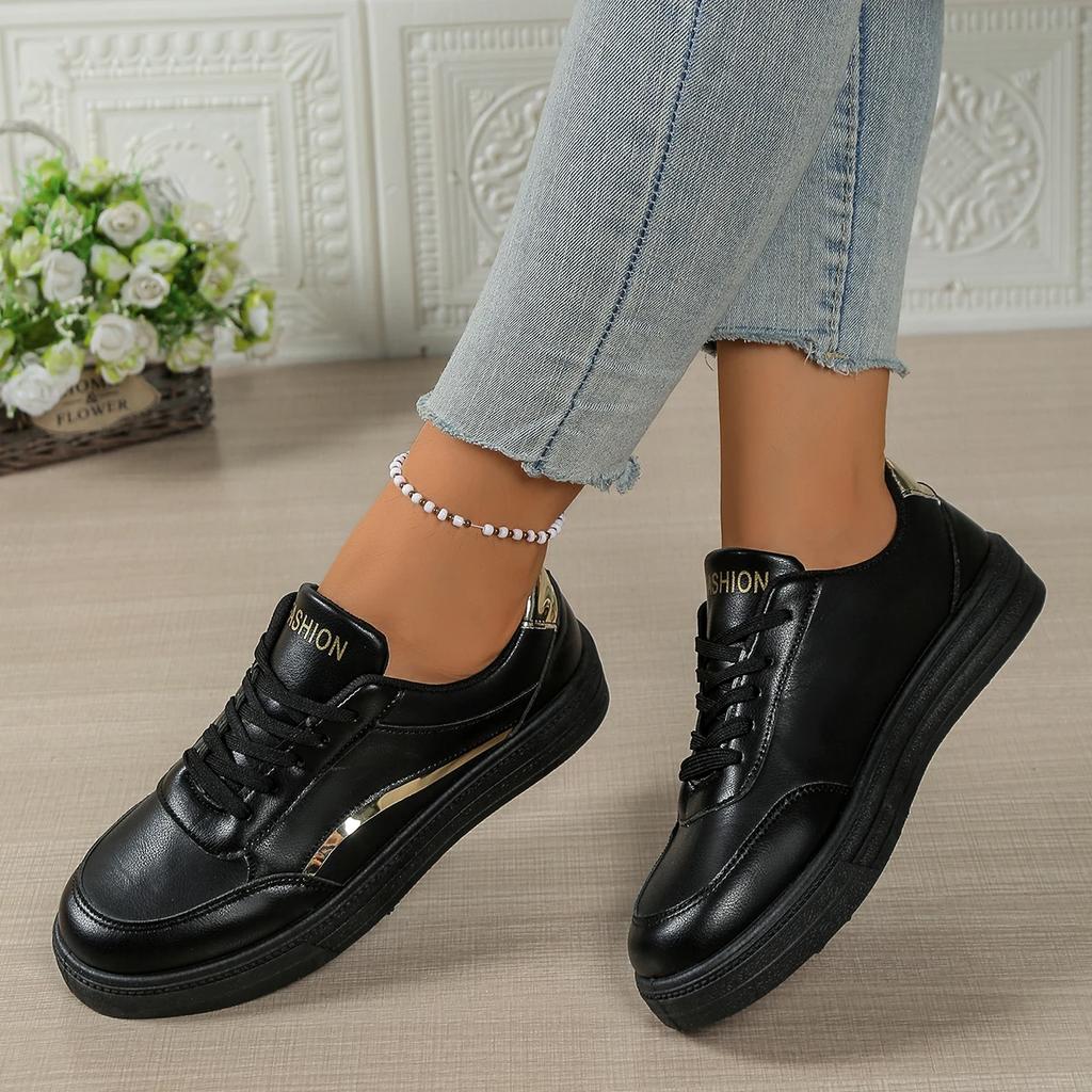 Women Shoes Lightweight Casual Shoes Fashion Walking Shoes White Lace-up Sneakers Plus Size Platform Vulcanized Shoe Size 35-41