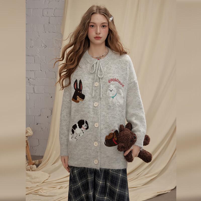 UNIFREE Women's Animal Jacquard Knit Cardigan