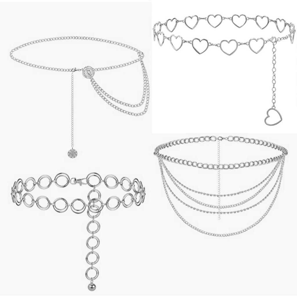 Bague punk rétro en métal chaîne de taille amour pendentif assiette tournesol ensemble de chaînes de corps pour femmes