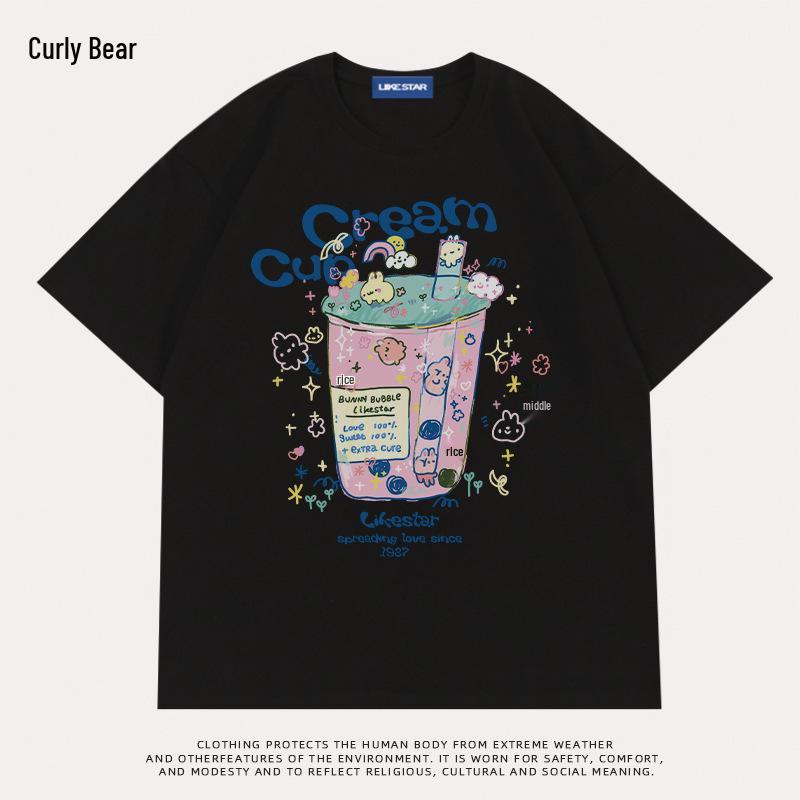 

Женская футболка больших размеров, из тяжелого хлопка, с коротким рукавом, свободного кроя, летняя, нежно-голубого цвета M (suggested 80-100 jin) чёрный