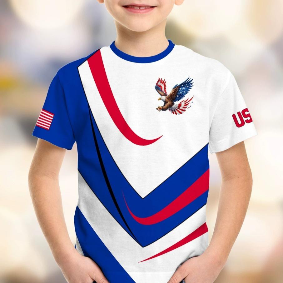 

4-15 Years Old T Shirts Flag Comfortable Polyester Boys Girls Children Long Sleeve T-Shirt Cartoon 3D Printed T Shirt Kids Clothing 160