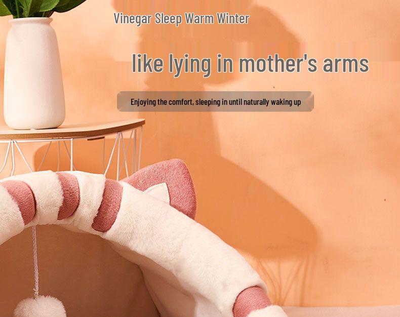 All-Season Cat & Dog Bed: Cozy Enclosed Pet House & Sleeping Mat