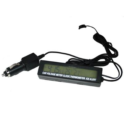 Car Thermometer In/Out &Voltmeter Clock Digital Blue Backlit Backlight Ice Alert