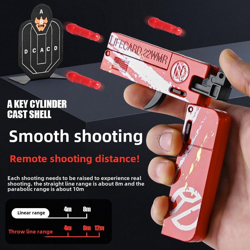 2.0 Lifecard Îmbunătățit Aliaj Pliabil Jucărie Armă Blaster cu Gloanțe Moi Model Pistol de Tir Pentru Adulți Copii Băieți Cadouri de Ziua de Naștere