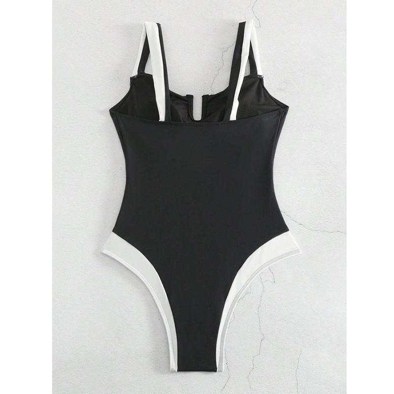 Badedrakt Dame Strandklær Hvit Svart Spleiset Ett Stykke Bodysuit Ryggløs Badetøy Kvinnelig Badebukse Ny Mote Bikinis