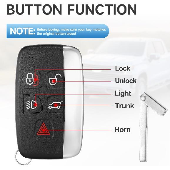 Smart Key Fob Replacement Fits for Land Rover Discovery 15-18 Discovery Sport 16-18 LR 2 13-14 LR 4 12-17 Rover 11-17 Rover Sport 11-17 Rover Evoque