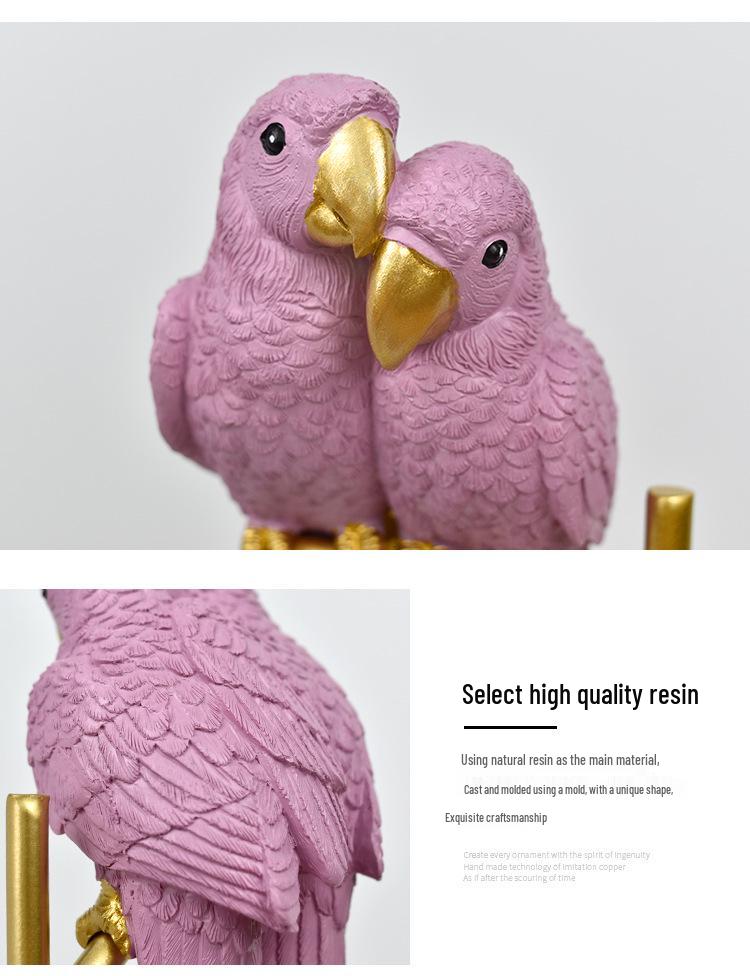 European Creative Parrot Resin TV Cabinet Ornament with Copper for Living Room Decor