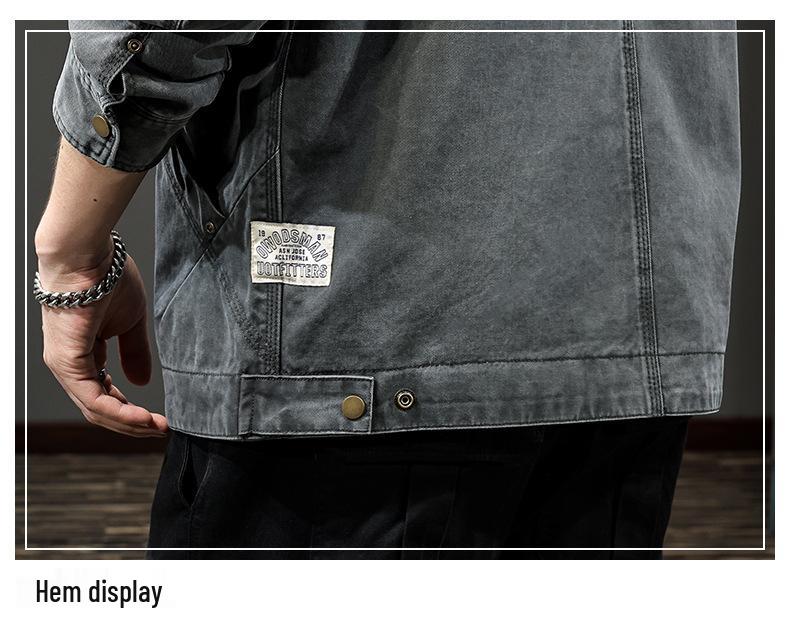 2025 Men's Casual Lapel Jacket: Handsome Detroit Workwear Coat for Spring and Autumn