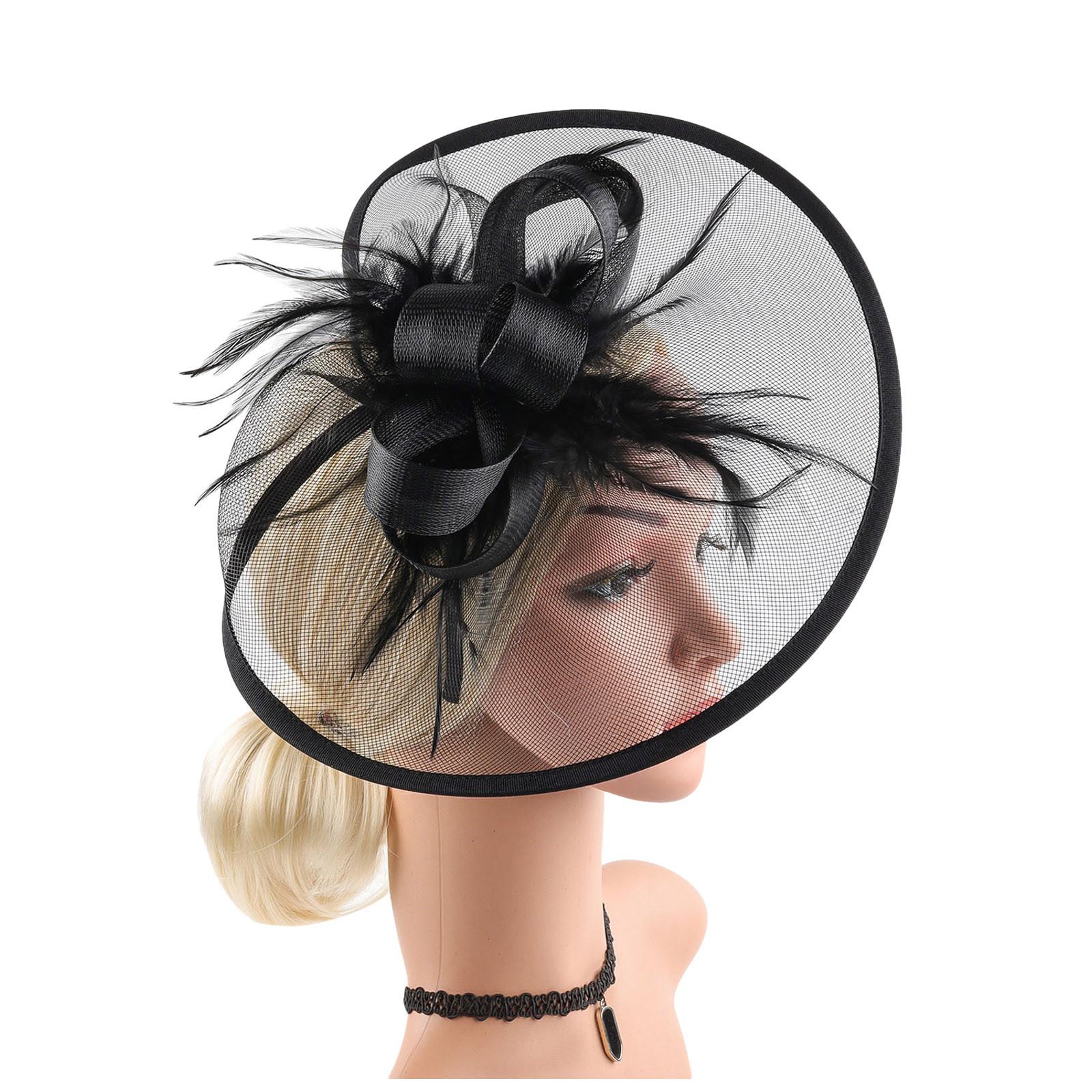 

Модная шляпка-фасинатор с цветком Европа и США Сетка Свадебная вечеринка Выпускной сезон Аксессуары для волос Заколки для волос женские 34CM