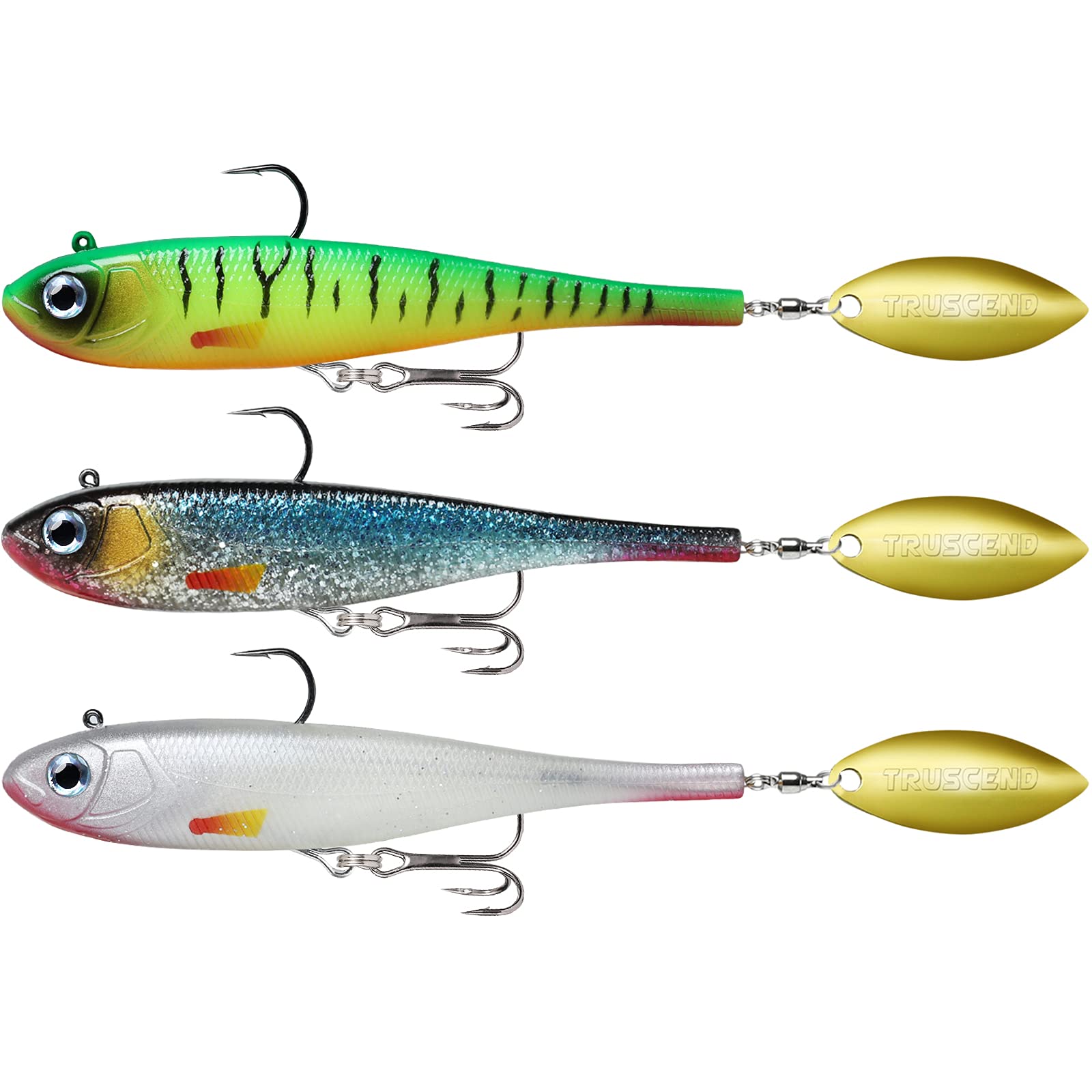 

TRUSCEND Jig Head Soft Fishing Paddle Tail Swimbaits for Bass Shad or Tadpole Lures with Premium Fishing Bait for Saltwater and Trout and Crappie