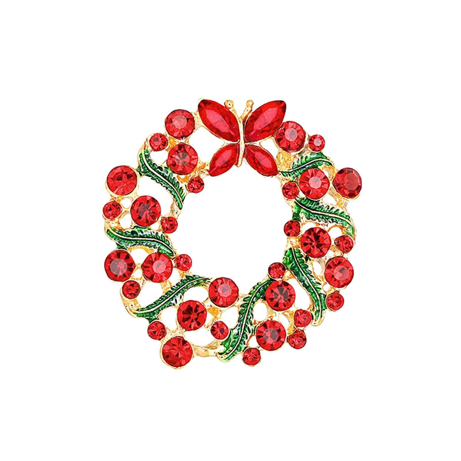

Christmas Brooch Rhinestone Crystal Christmas Pin Personality Brooch All- Clothes Accessories красный
