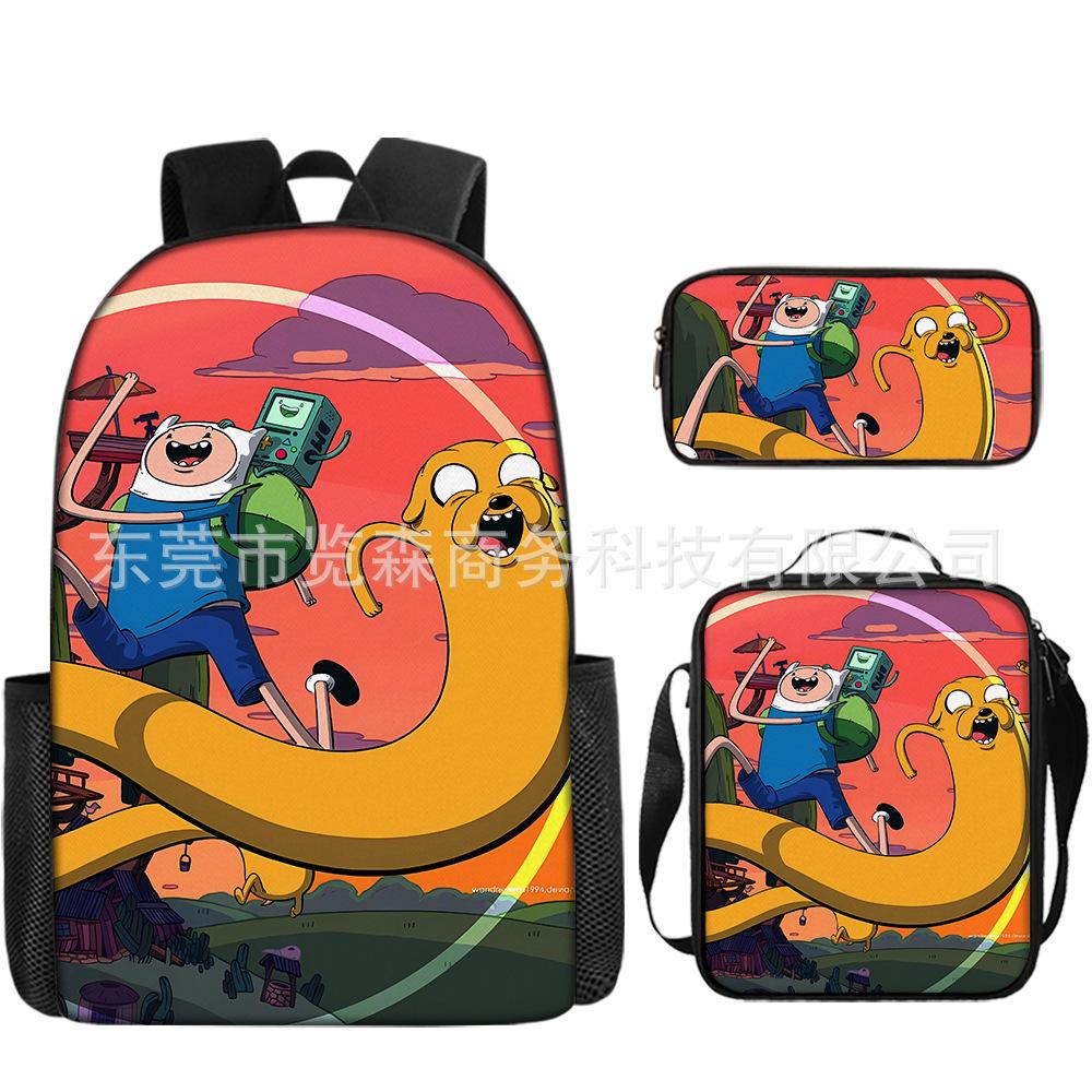 Adventure Time Backpack Set 3-Piece Comic Bookbag Shoulder Bag Pencil Case