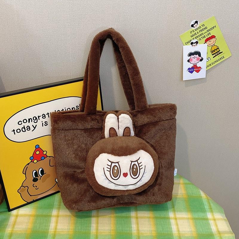 Shoulder Bag Cartoon Large Capacity Handbag Labubu Plush Toy Bag Student Crossbody Bags Outdoor Travel