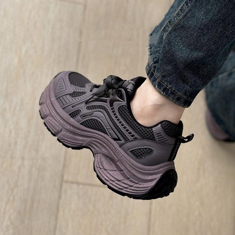 Purple sneakers women's autumn and winter new thick-soled lightweight casual breathable versatile dad shoes