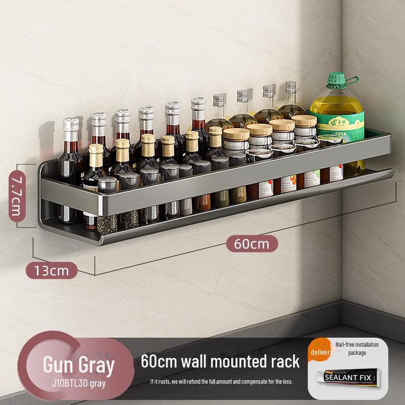 

Настінна підставка для спецій з нержавіючої сталі та органайзер для банок з приправами без дирокорів.