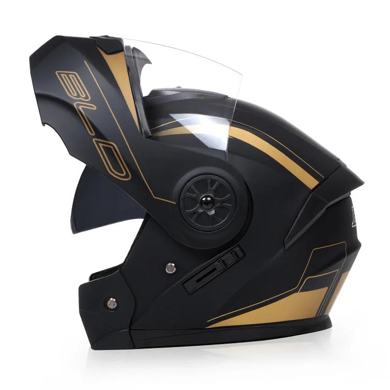 BLD Modular Dual Lens Motorcycle Helmet Safety Downhill Flip Up Helmets Professional Motocross Racing Full Face Casco Moto