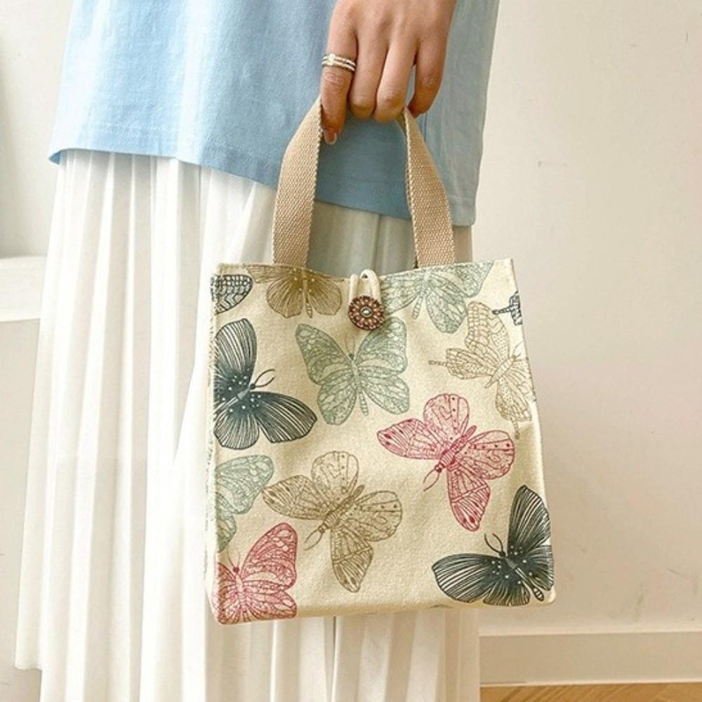 Large Capacity Lunch Bag Canvas Portable Mommy Bag Storage Bag Thermal Insulation Bag Office