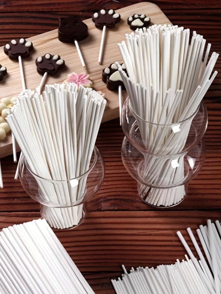 Chocolate White Acrylic Lollipop Stick Great Reusable Candy Dessert Bakeware Kitchen Dining Bar Home Garden