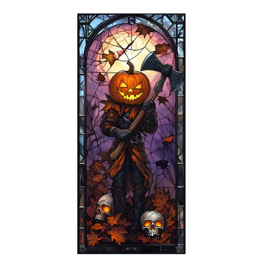 Halloween Window Cling Waterproof PVC Skull Spider Pumpkin Witch Grim Reaper Static Glass Sticker Home Office Party Decoration Decal