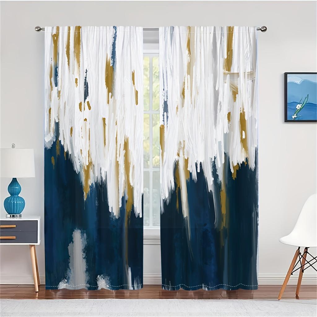 2pcs Set Abstract Modern Art Curtains - Rod Pocket Design for Easy Hanging, Perfect for Bedroom, Living Room & Home Decor
