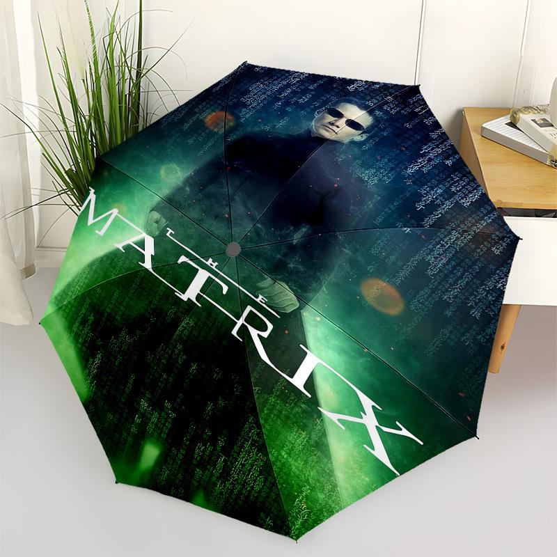 

1pc Matrix Code Neon Lights Umbrella with Plastic Handle,Suitable for All Seasons Travel Outdoor Multi-functional UmbrellaDCS254