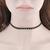 Kvinnors vintage nit punk kedja krage Choker svart flockade tyg halsband