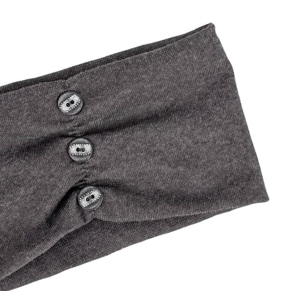 Pleated Women Headband Elastic Head Wrap Vintage Wide Button Headband for Students Daily
